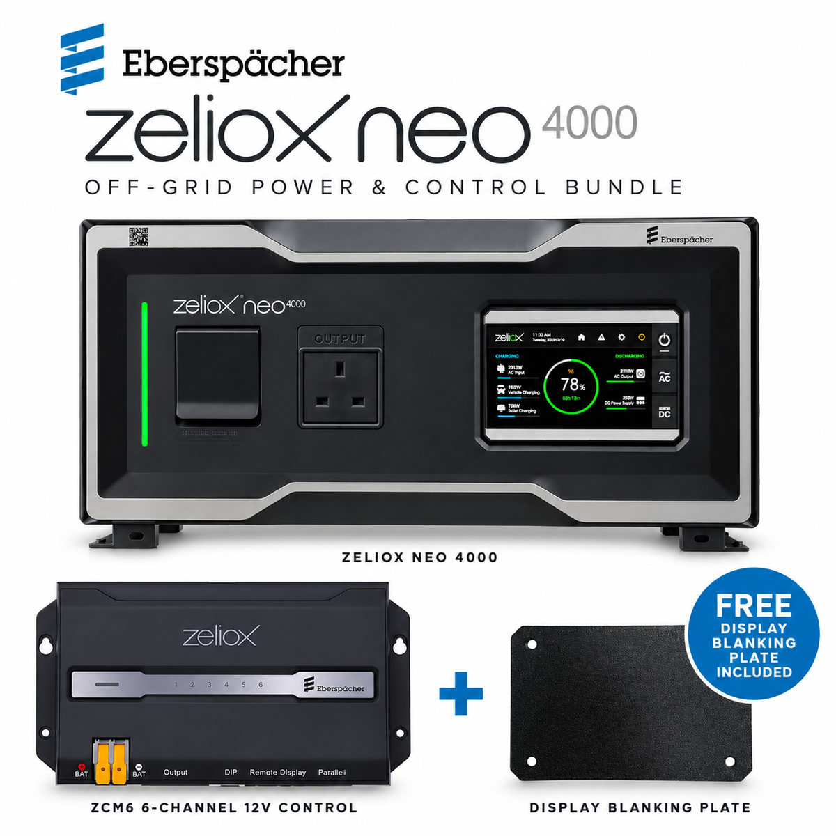Eberspächer Zeliox NEO 4000 + ZCM6 Off-Grid Power & Control Bundle — Includes Free Display Blanking Plate