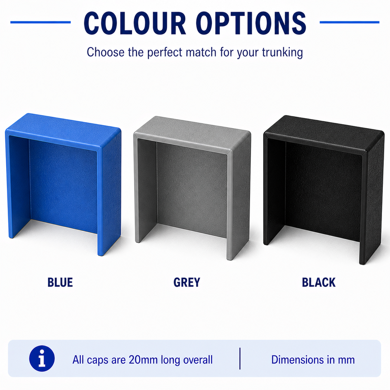Victron Slotted Trunking End Caps (Pack of 5) - Blue, Grey & Black